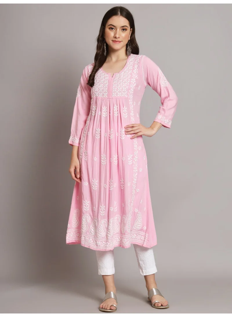 Alaya Women Hand Embroidered Chikankari Cotton Kurta-AL3549