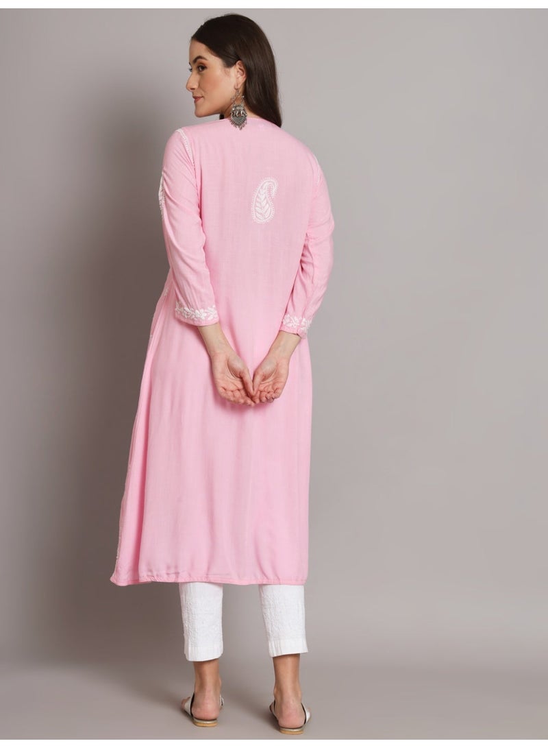 Alaya Women Hand Embroidered Chikankari Cotton Kurta-AL3549 - Image 2