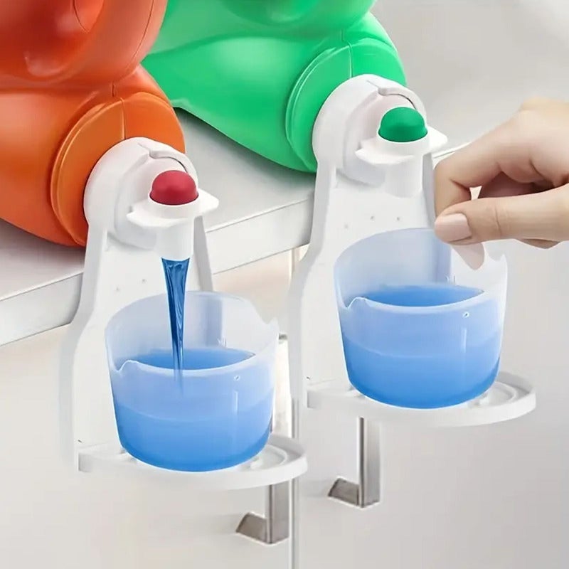 Laundry Detergent Cup Holder: White, 1.7 Inch Diameter, Spill-Proof Design, Securely Holds Containers - Streamlined Organization, Durable Plastic for Laundry Room Enthusiasts - Image 1
