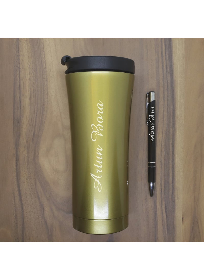 Ada Lazer Personalized Steel Mug Thermos - 450 ml and Ballpoint Pen  - Image 5