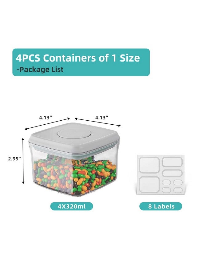 Ankou Airtight Container Set - (380ml 4 Pcs) Stackable One Button Openning Food Containers for Snacks Candy Salt Herbs Spices BPA-Free Tranparent (0.32 QT * 4) - Image 2