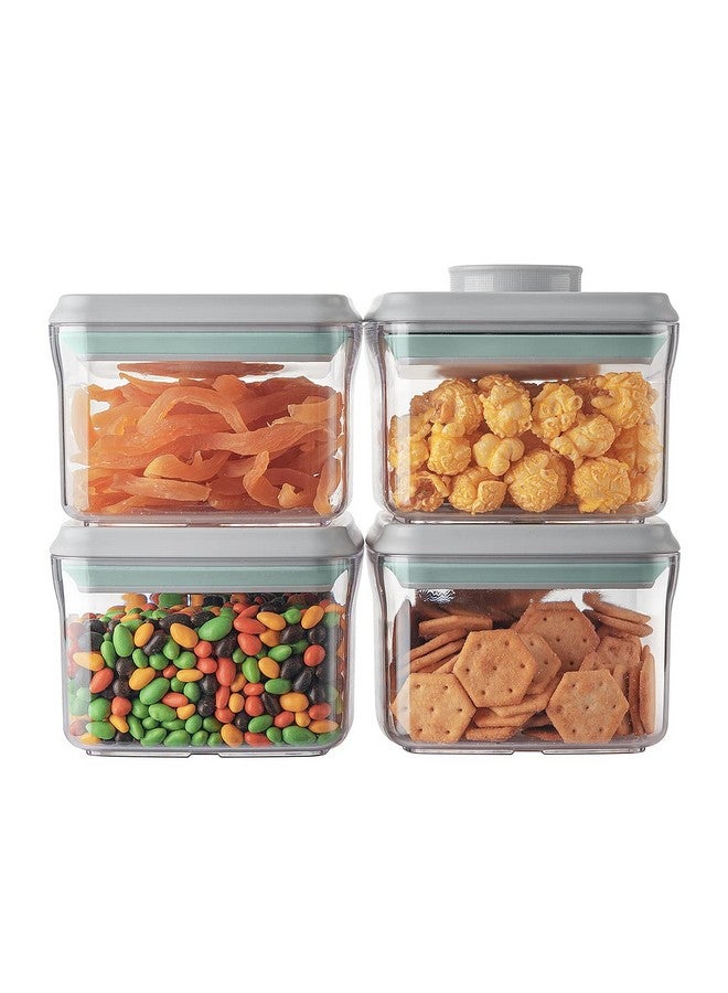 Ankou Airtight Container Set - (380ml 4 Pcs) Stackable One Button Openning Food Containers for Snacks Candy Salt Herbs Spices BPA-Free Tranparent (0.32 QT * 4) - Image 1