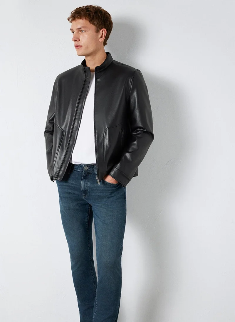 مافي Faux Leather Jacket