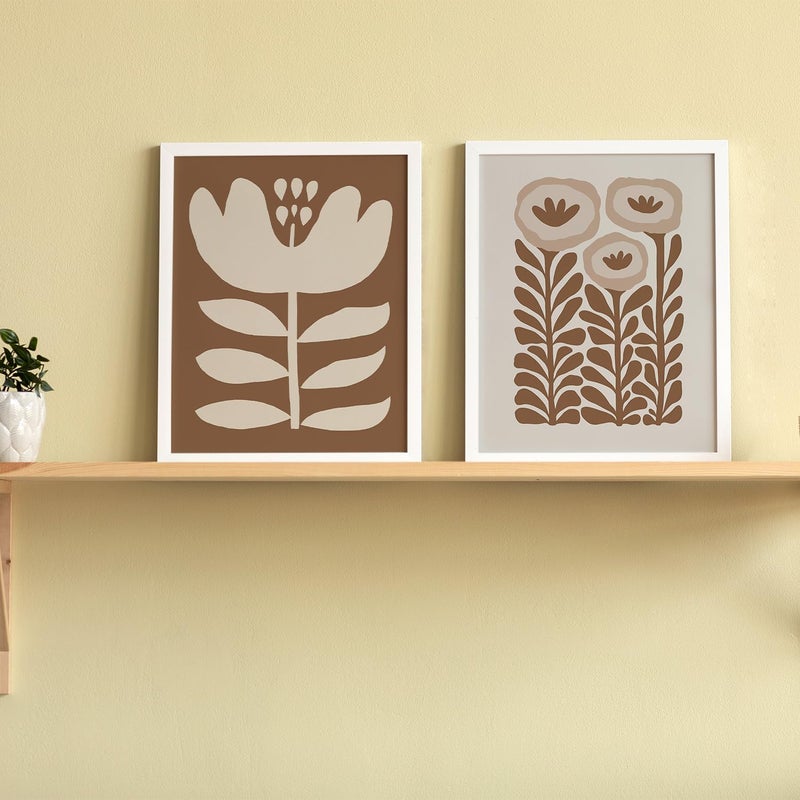 JXREQ Brown Boho Abstract Neutral Floral Posters Wall Art Prints Set of 4, Mid Century Modern Abstract Black and Beige Matisse Floral Wall Decor for Home Bedroom Living Room, 8x10 Inch Unframed - Image 5