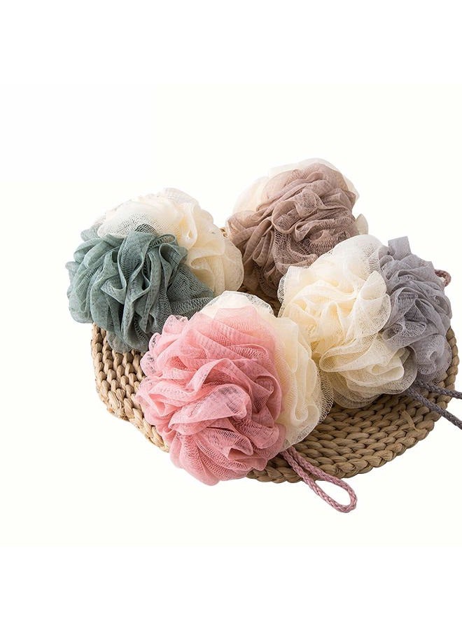 TCOTBE 4 Pack Loofah Bath Sponge Lace Mesh,Sponge Loofahs, Multi Color Bath Loofah Sponge Assortment for Silky Skin, Full Cleanse Lather Luxurious Bathing Accessories - Image 1