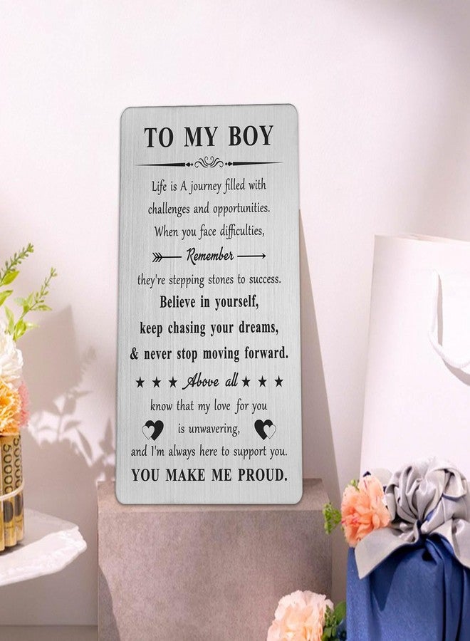 DGXMD Inspirational Gifts for Son - Engraved Metal Son Wallet Card - Sons Birthday Christmas Graduation Card Gift from Mom Dad - Image 4