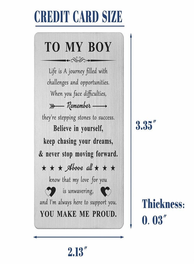 DGXMD Inspirational Gifts for Son - Engraved Metal Son Wallet Card - Sons Birthday Christmas Graduation Card Gift from Mom Dad - Image 5