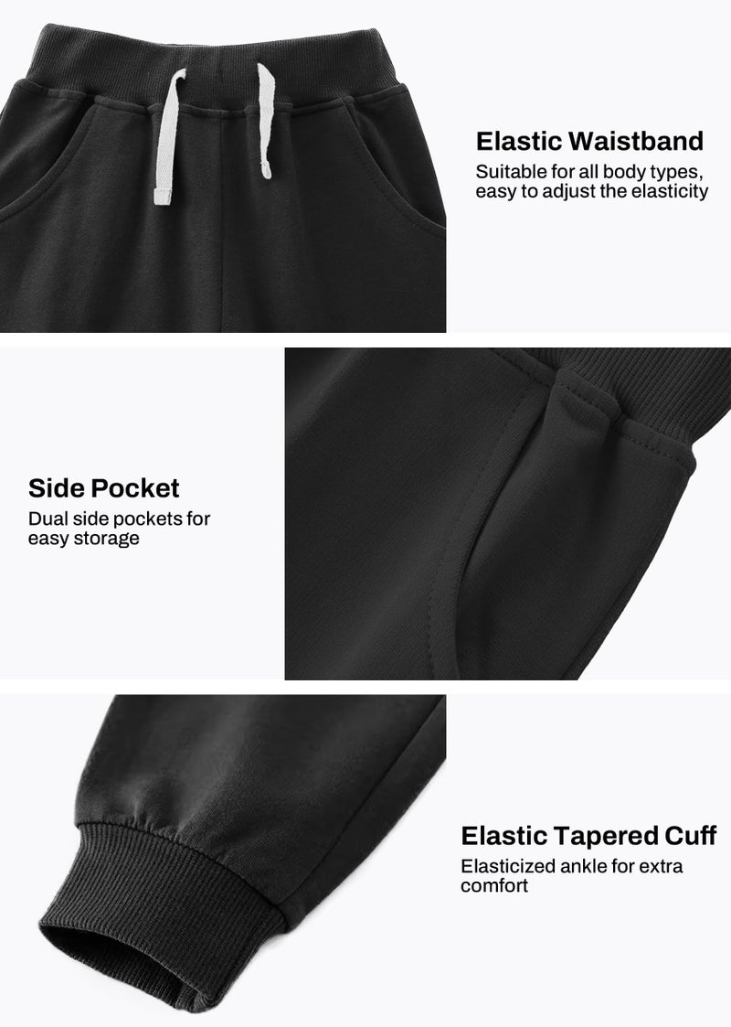 VOGRYE 3 Pack Boys Cotton Toddler Sweatpants Boys Joggers Pants with Pocket Drawstring for Kids 2T-6T - Image 4