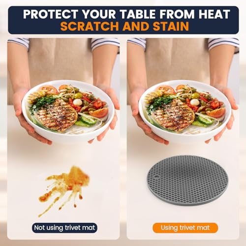 Daisiki Silicone Trivet Mats 4 Heat Resistant Pot Holders Multipurpose Non-Slip Hot Pads for Kitchen Potholders, Drying mat, Jar Opener, Spoon Holder, Coaster.(Dark Grey) - Image 5