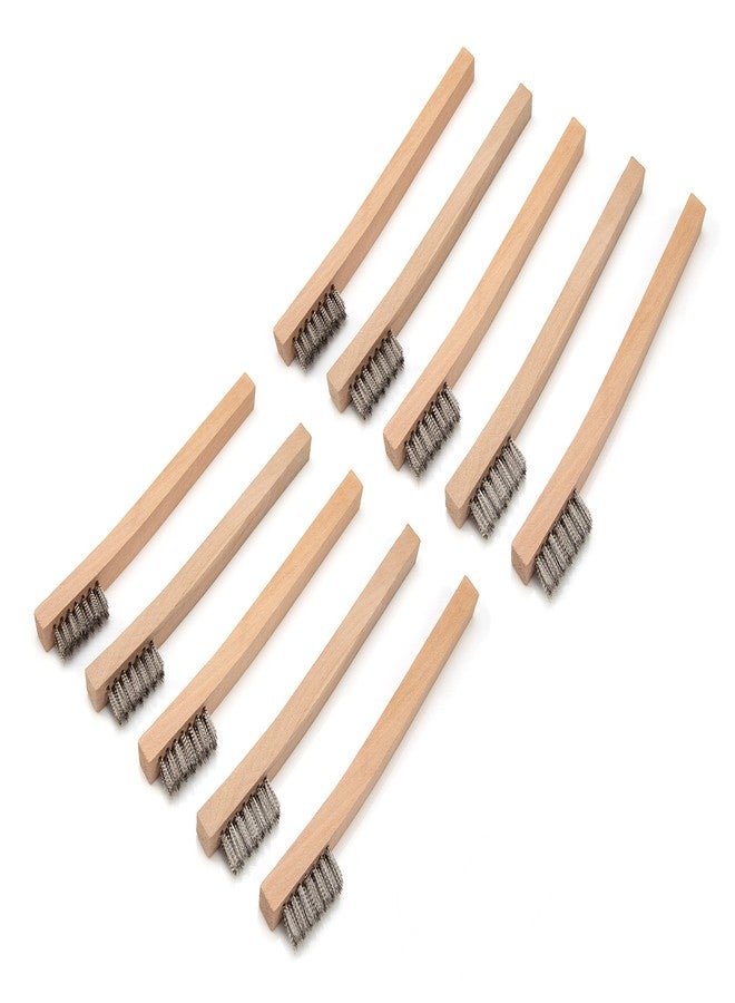 Steelman Stainless Steel 1200-Bristle Count Wire Brush for Mechanics and Painters, Removes Rust and Paint from Metals, Wood Handle, 10 Pack - Image 1