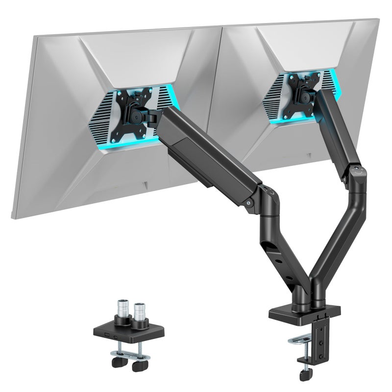ARES WING Dual Monitor Mount, Heavy Duty Monitor Arms for 2 Monitors for 17-35 Inch, Fully Adjustable Monitor Desk Stand Ultrawide Screen, VESA 75x75 or 100x100mm, Black - Image 2