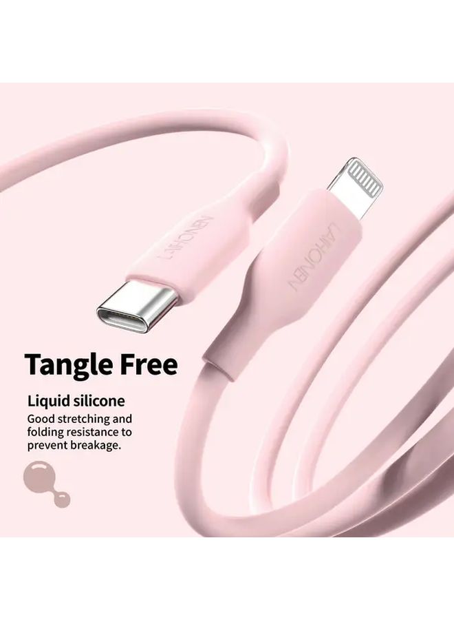 Macaron Purple 27W PD Fast Charging USB C to Lightning Cable 2m Anti Tangle Silicone - Image 4
