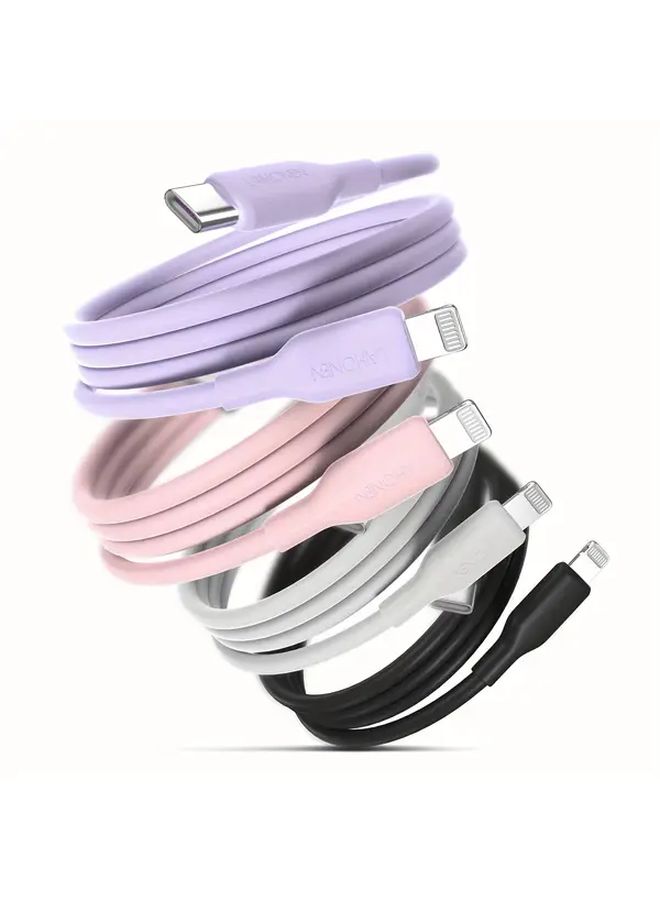 Macaron Purple 27W PD Fast Charging USB C to Lightning Cable 2m Anti Tangle Silicone - Image 1