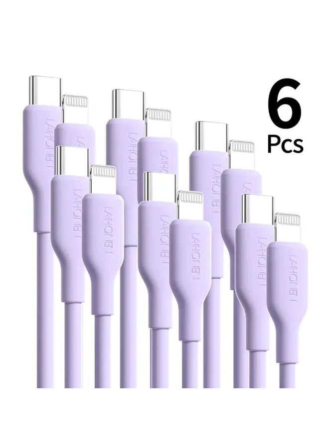 Macaron Purple 27W PD Fast Charging USB C to Lightning Cable 2m Anti Tangle Silicone - Image 3