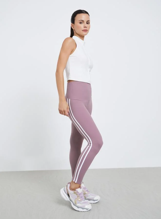 Styli Active Pink Double Side Striped Detail Leggings for Women | Best Price UAE