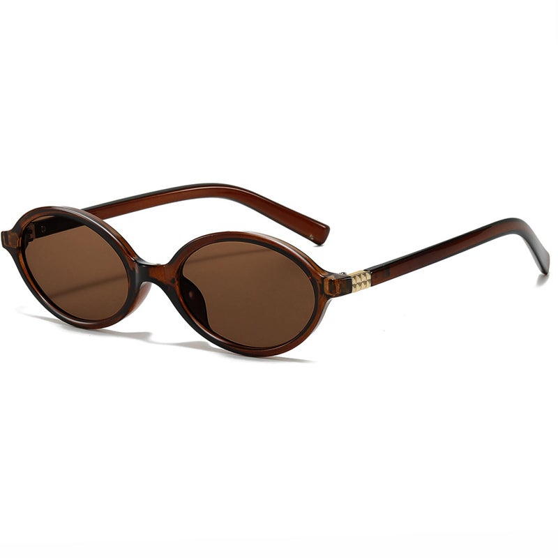Breaksun Retro Oval Sunglasses for Women Men Trendy Round Sunnies 90s Vintage Style (Brown/Brown) - Image 1