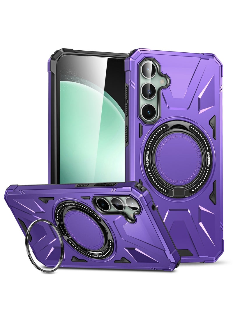 جولدن ماسك جولدن ماسك لهاتف سامسونج جالاكسي اية 15 (Samsung Galaxy A15) جراب هاتف مغناطيسية مقاومة للصدمات من ماج سيف مع حامل حلقي - (بنفسجى)  - Image 1