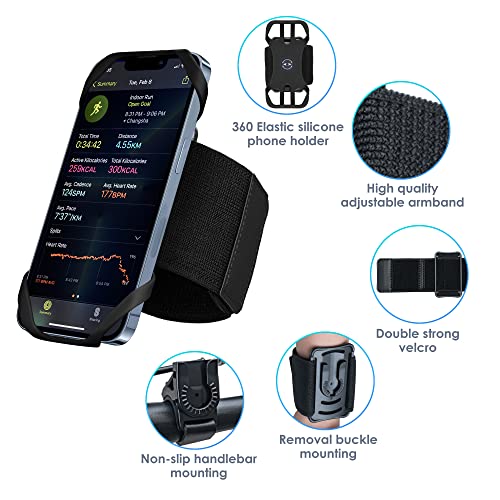 Cikyner Running Armband, 3 in 1 360° Rotatable & Detachable Sports/Bicycle Phone Holder for 4.5-7'' Smartphones, Ideal for Gym, Jogging, Hiking - Image 4