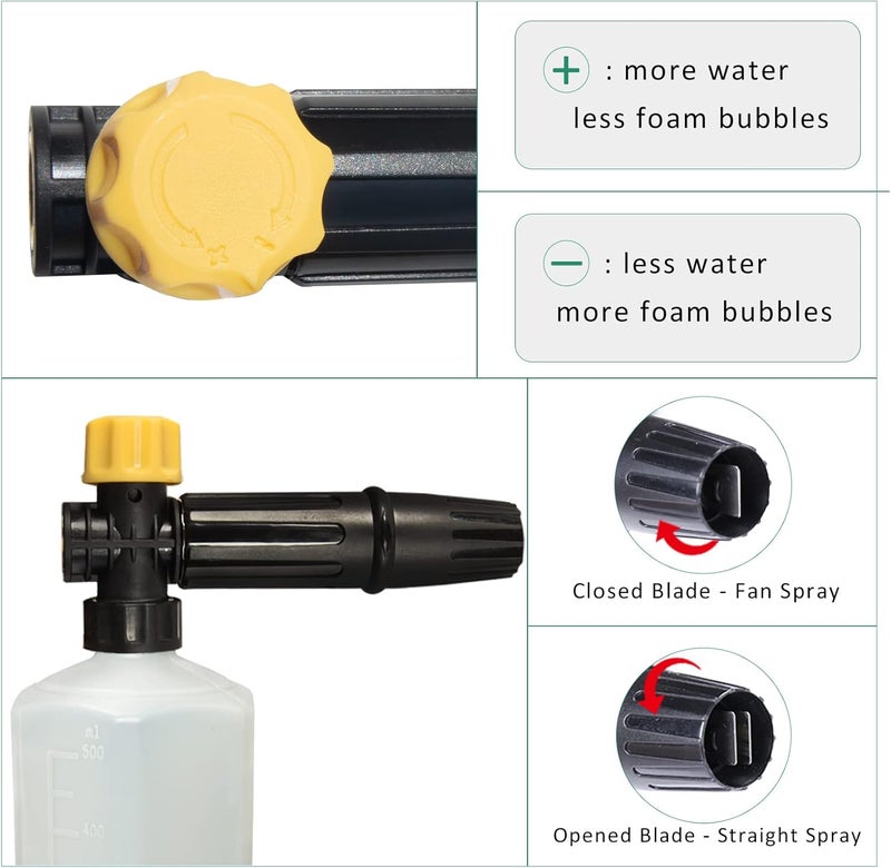 BEAR FORCE Electric Pressure Washer DIY Foam Cannon with 1/4” Quick Connector & Other 5 Adapters, Power Washer Adjustable Snow Foam Lance 0.6L Bottle, Jet Car Wash Soap Foam Nozzle, 500~2200PSI, 1.0~2.2GPM… - Image 5