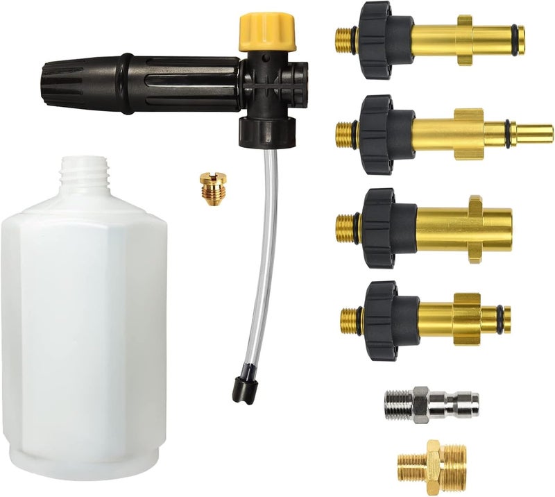 BEAR FORCE Electric Pressure Washer DIY Foam Cannon with 1/4” Quick Connector & Other 5 Adapters, Power Washer Adjustable Snow Foam Lance 0.6L Bottle, Jet Car Wash Soap Foam Nozzle, 500~2200PSI, 1.0~2.2GPM… - Image 2