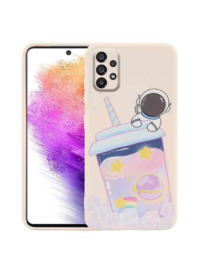 S-TOP Case For Samsung Galaxy A73 5G Milk Tea Astronaut Pattern Liquid Silicone Phone Case - Image 1