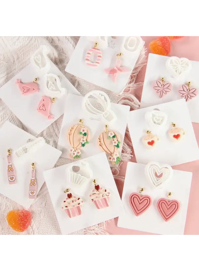 Polymer Clay Cutters 10pcs Hearts Birds for Valentines Earrings Jewelry - Image 1