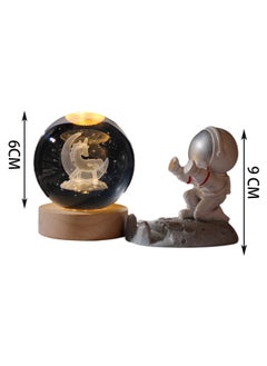 Generic Unicorn With Astronaut 3d Crystal Ball Night Light Transparent Galaxy Led Lamp With Wooden Base Glass Ball Decorative Night Light With Touch Switch Table Lamp Decorative Light Gift For Home Desktop Decoration  - Image 2