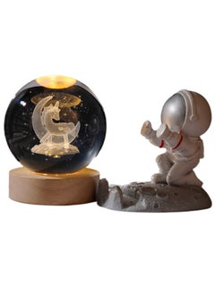 Generic Unicorn With Astronaut 3d Crystal Ball Night Light Transparent Galaxy Led Lamp With Wooden Base Glass Ball Decorative Night Light With Touch Switch Table Lamp Decorative Light Gift For Home Desktop Decoration  - Image 1