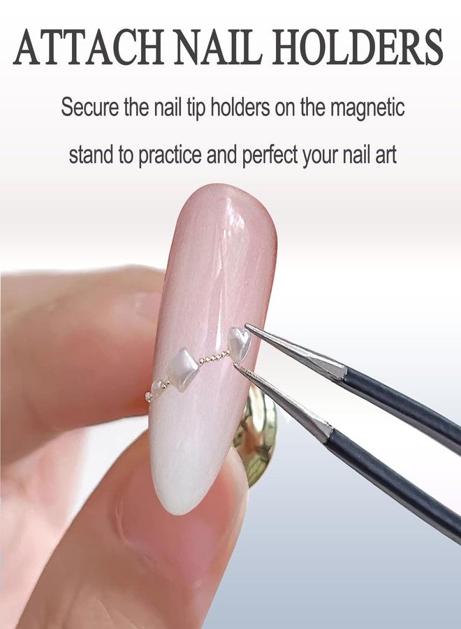 Xiron Nail Stand for Press On Display Practice for Acrylic Nails, Magnetic Fake Nail Tips Holder for Nails Painting Tools and Designs with Reusable Adhesive Putty for Home DIY Art Salon Supplies (Pink) - Image 3