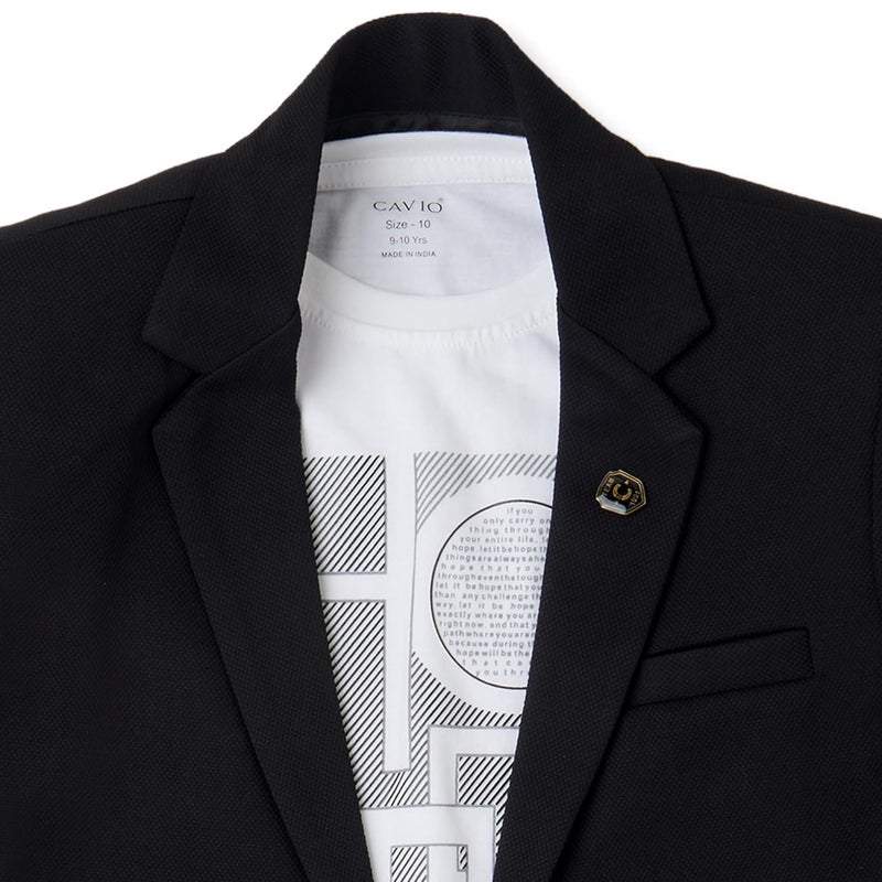 CAVIO Boys Regular Fit Solid Blazer and T-Shirt - Image 4