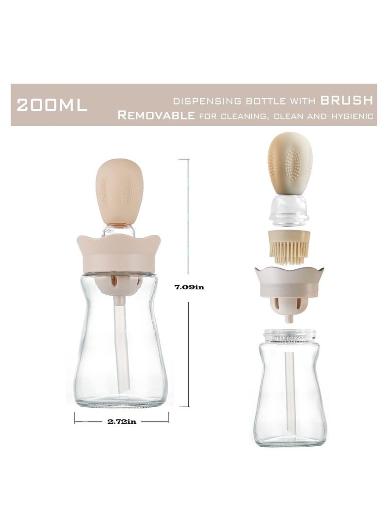 KASTWAVE Glass Olive Oil Dispenser Bottle With Brush 2 in 1 Silicone Dropper Oil Dispenser Bottle for Kitchen Cooking Frying Baking BBQ Pancake Air Fryer 200ML Beige  - Image 4