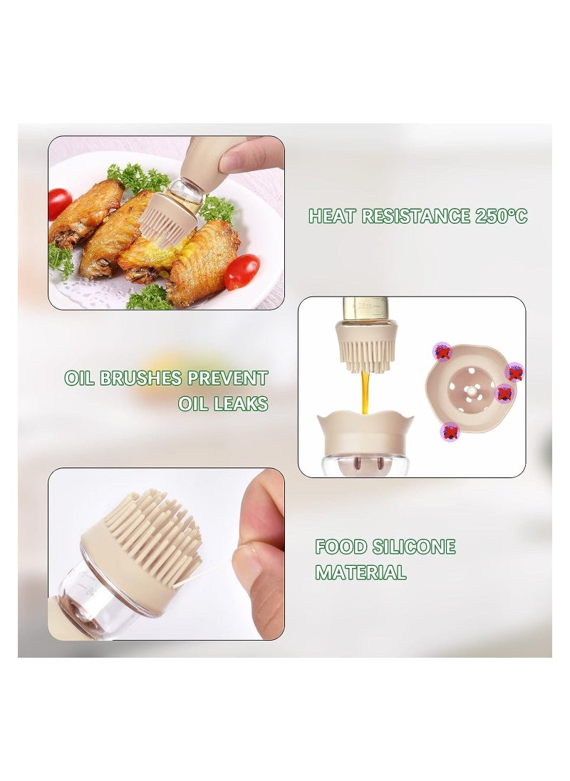 KASTWAVE Glass Olive Oil Dispenser Bottle With Brush 2 in 1 Silicone Dropper Oil Dispenser Bottle for Kitchen Cooking Frying Baking BBQ Pancake Air Fryer 200ML Beige  - Image 2
