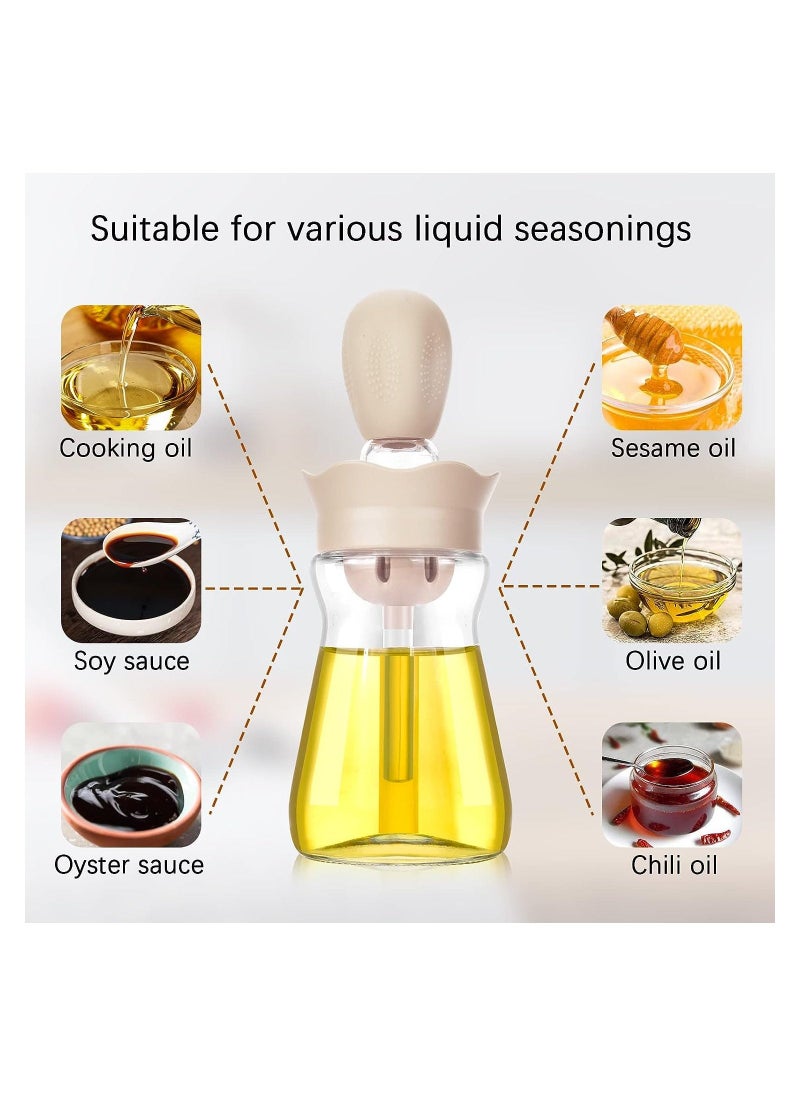 KASTWAVE Glass Olive Oil Dispenser Bottle With Brush 2 in 1 Silicone Dropper Oil Dispenser Bottle for Kitchen Cooking Frying Baking BBQ Pancake Air Fryer 200ML Beige  - Image 3