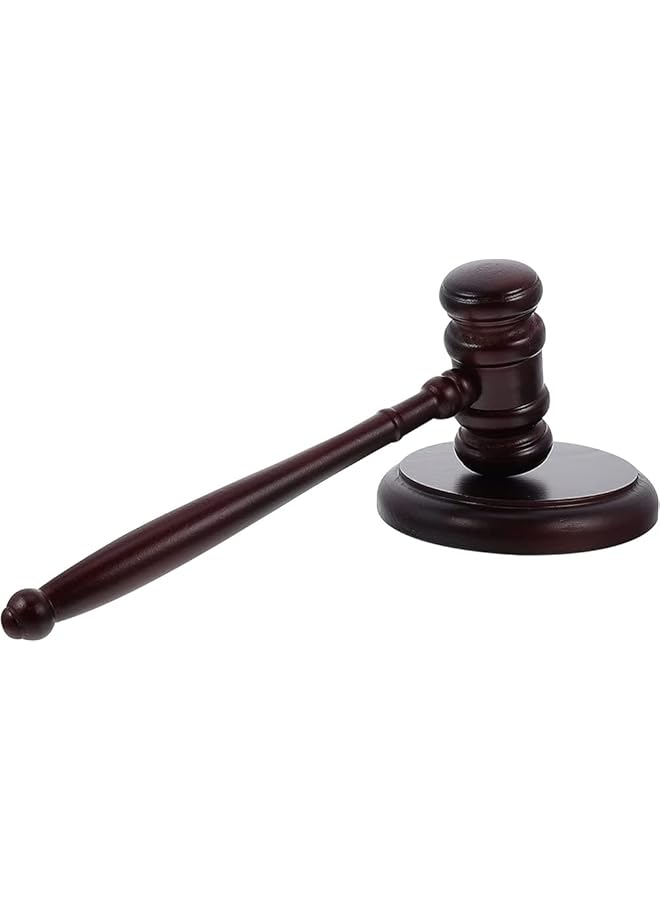 PROMASS Handmade Wooden Gavel Block Set, Wooden Gavel and Sound Block Set Wood Hammer Court with Block, Perfect for Judge Lawyer Auction Court Student and Gifts (Black)