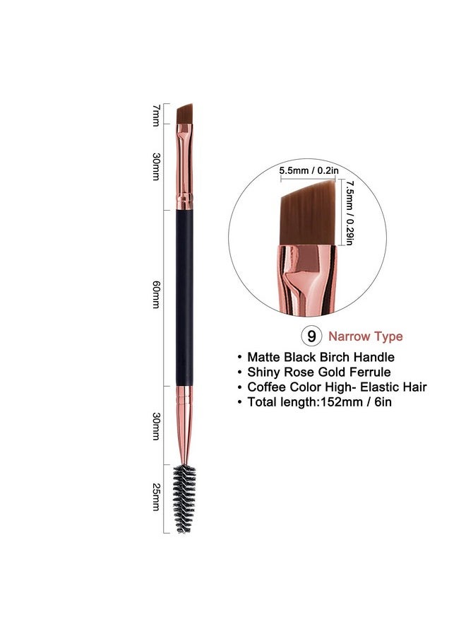 DELAYNOMORE77 - Duo Eyebrow Brush Spoolie Brush And Angled Brow Brush Eyelash Brush For Eye Makeup. (5Pcs Black) - Image 1