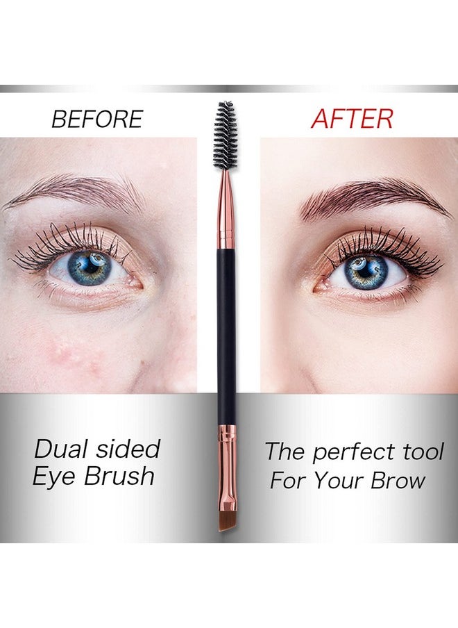 DELAYNOMORE77 - Duo Eyebrow Brush Spoolie Brush And Angled Brow Brush Eyelash Brush For Eye Makeup. (5Pcs Black) - Image 1