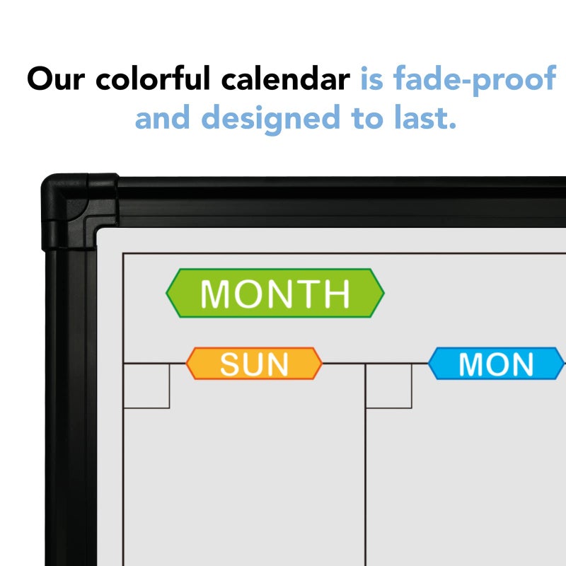 JILoffice Magnetic Calendar Whiteboard & Bulletin Corkboard Combination, Combo Board 24 x 18 Inch, Black Aluminum Frame Wall Mounted Board for Office Home and School with 10 Push Pins - Image 3