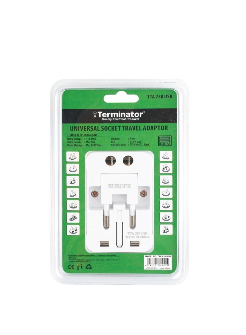 ترمينيتور محول السفر مع مقبس عالمي و 2 USB - Image 2