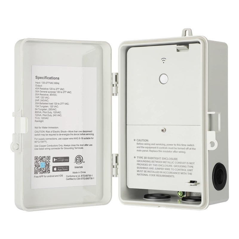 DEWENWILS Pool Timer, WiFi Timer Switch, Heavy Duty 40A 120-277 VAC 2HP, Compatible with Smart Phone, Alexa, Google Assistant, ETL Listed - Image 1