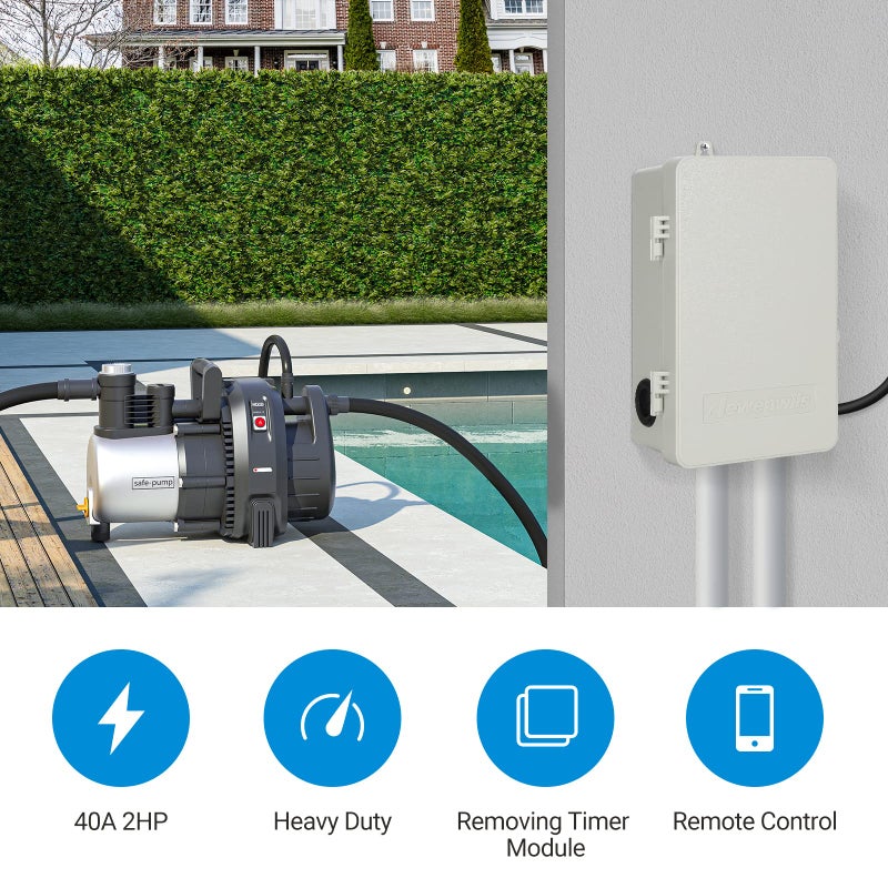 DEWENWILS Pool Timer, WiFi Timer Switch, Heavy Duty 40A 120-277 VAC 2HP, Compatible with Smart Phone, Alexa, Google Assistant, ETL Listed - Image 2