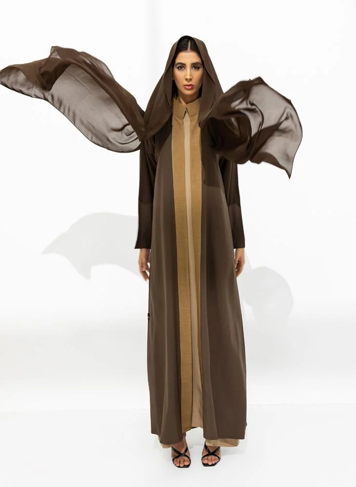 Meem by Mariyah Front open abaya with sheila
