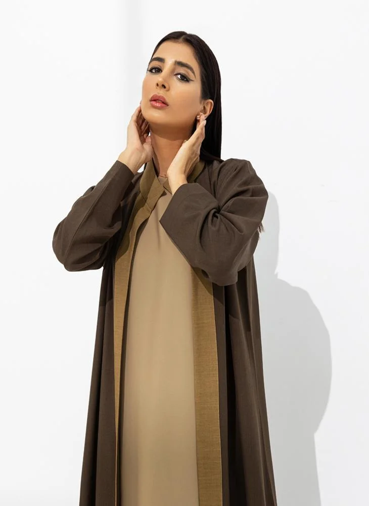 Meem by Mariyah Front open abaya with sheila