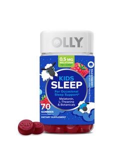 OLLY OLLY Kids Sleep Gummies, 0.5mg Melatonin, L Theanine, Chamomile, and Lemon Balm, Fall Asleep Faster, Raspberry - 70 Count  - Image 1
