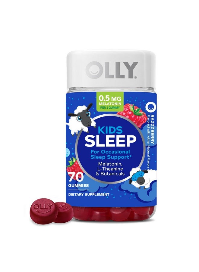 OLLY - OLLY Kids Sleep Gummies, 0.5mg Melatonin, L Theanine, Chamomile, and Lemon Balm, Fall Asleep Faster, Raspberry - 70 Count - Image 1