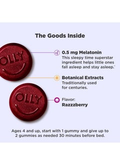 OLLY OLLY Kids Sleep Gummies, 0.5mg Melatonin, L Theanine, Chamomile, and Lemon Balm, Fall Asleep Faster, Raspberry - 70 Count  - Image 2