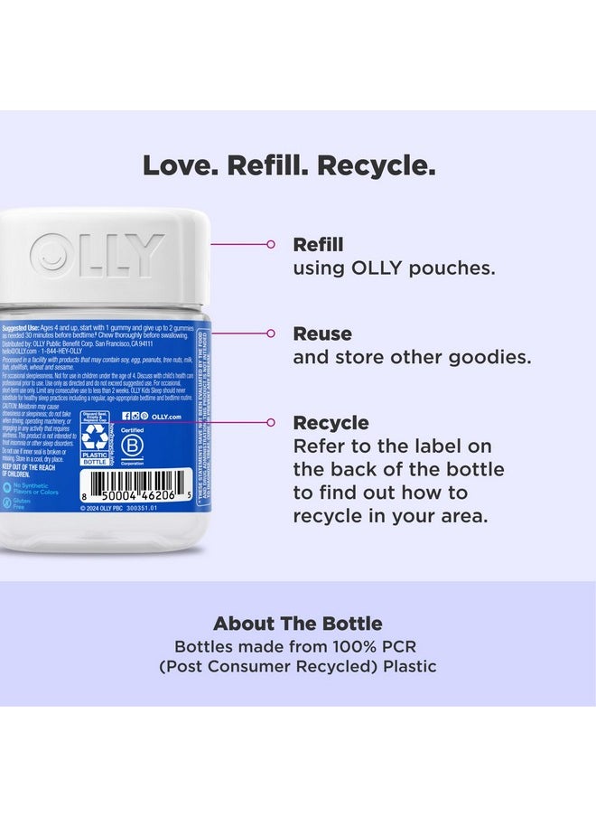 OLLY - OLLY Kids Sleep Gummies, 0.5mg Melatonin, L Theanine, Chamomile, and Lemon Balm, Fall Asleep Faster, Raspberry - 70 Count - Image 1