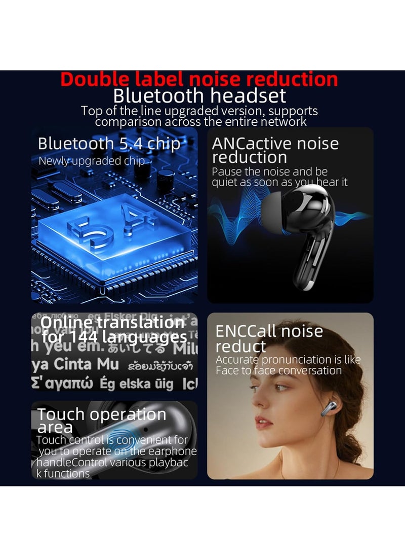 lekikpo - Translation Earbuds Real Time, 3 in 1 Language Translator Earbuds in Real Time 144 Languages & Accents, Translation Headphones Wireless Bluetooth, Ai Translating Earbuds Headphones APP Black - Image 1