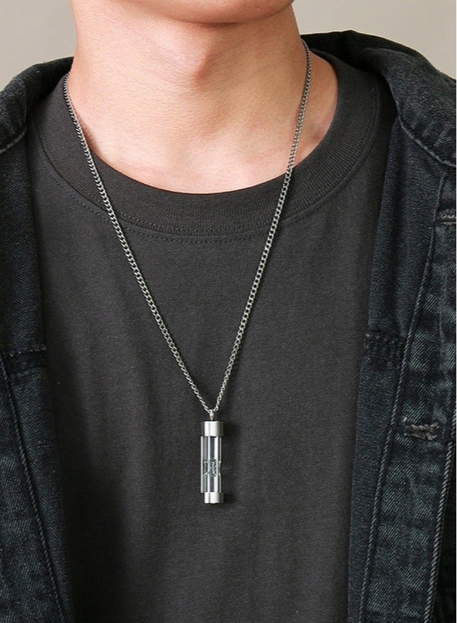 Perfume Necklace for Men, Hourglass Bottle Aromatherapy Locket Charm, Stainless Steel Non-Tarnish Chain  Jewelry Gift for Husband, Boyfriend - Image 1