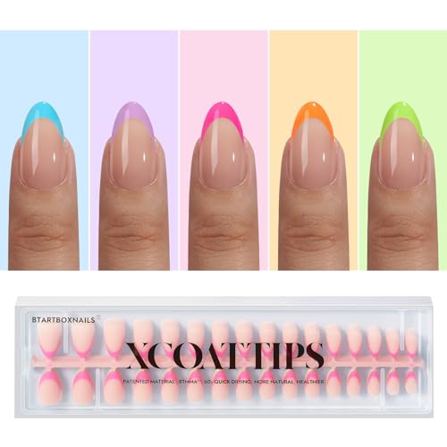 BTArtboxnails XCOATTIPS Colorful Nail Tips  LampCurable Extra Short Square Brighter Pastel Press on Nails 150 Soak Off French Tip Nails Extensions in 15 Sizes Builder Gel  Top Coat Required