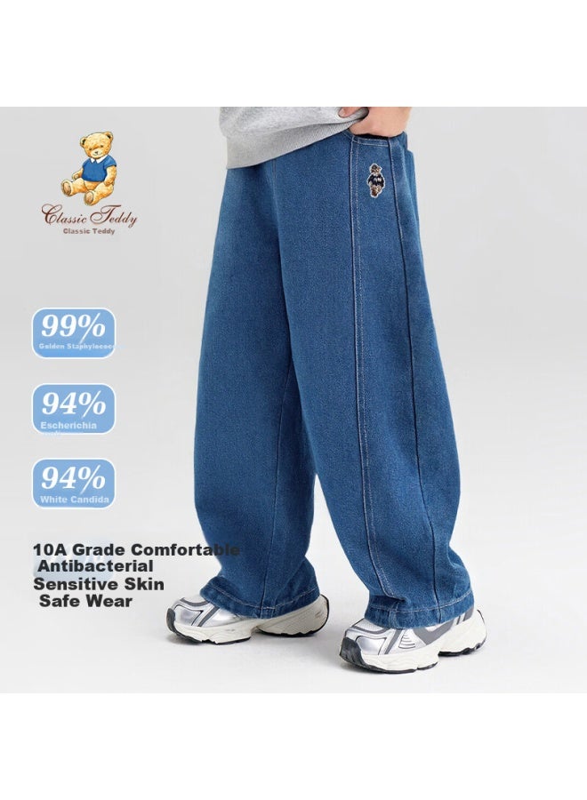 Classic Teddy Boys' Denim Jeans Children's Pants Mid-child Spring Fashion Long Pants Curved Cut Light Blue 110 - Image 1